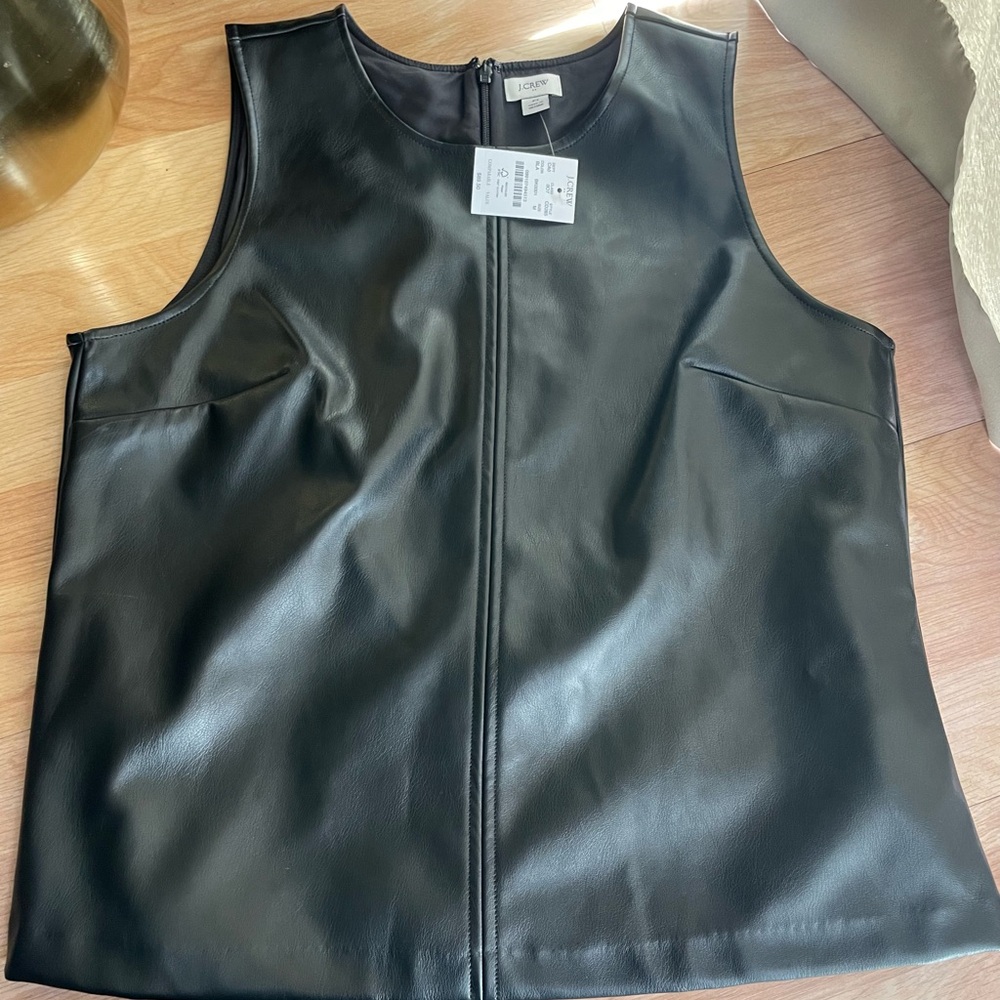 NWT j.crew faux leather shell top